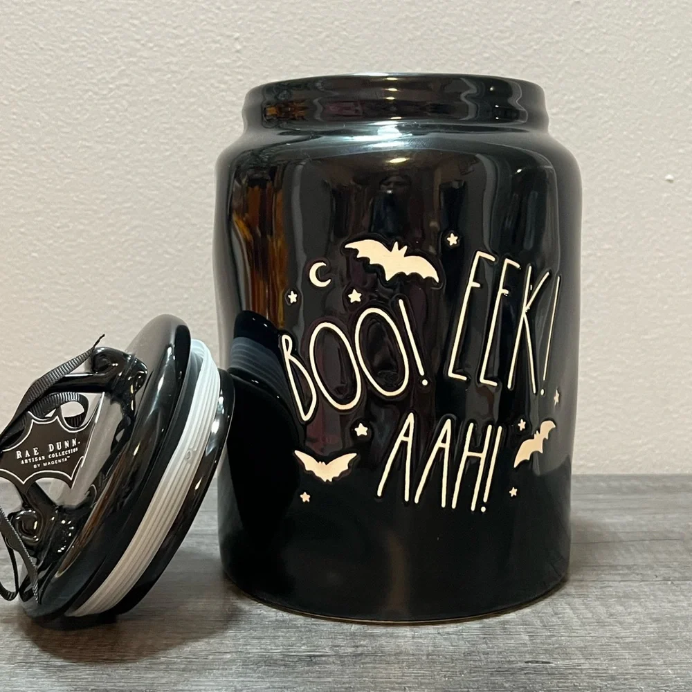 Large black canister BOO EEK AAH CANISTER